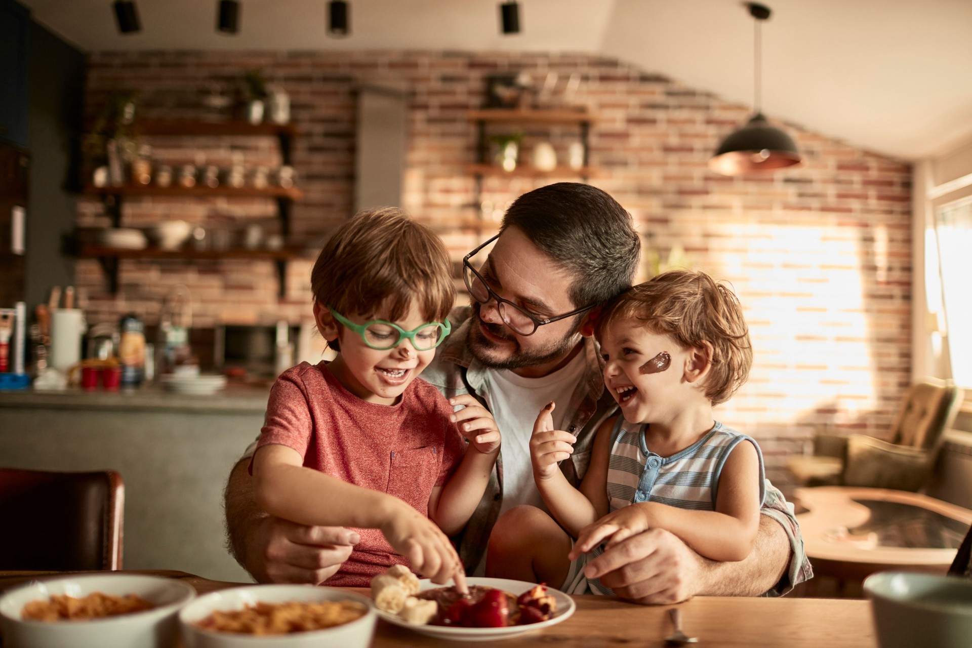 Family enjoying breakfast